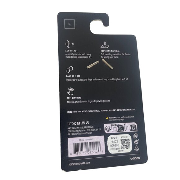 Adidas Aeroready Training Gloves Womens Large Black Aerodynamic Fingerless - Picture 7 of 9